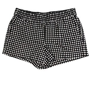 Chic J. Crew Polka Dot Linen Cotton Pull On Shorts Black White Women's Sz 0 EUC